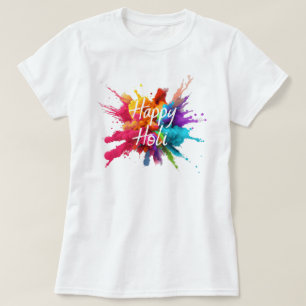 T-shirt Happy Holi Pour Femmes Hommes Enfants Couleur Inde