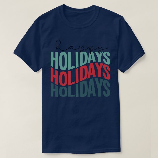 T-shirt Happy Holidays Retro  (Design devant)