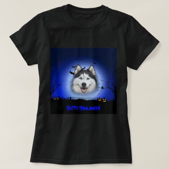 T-shirt Happy Howloween Husky (Design devant)