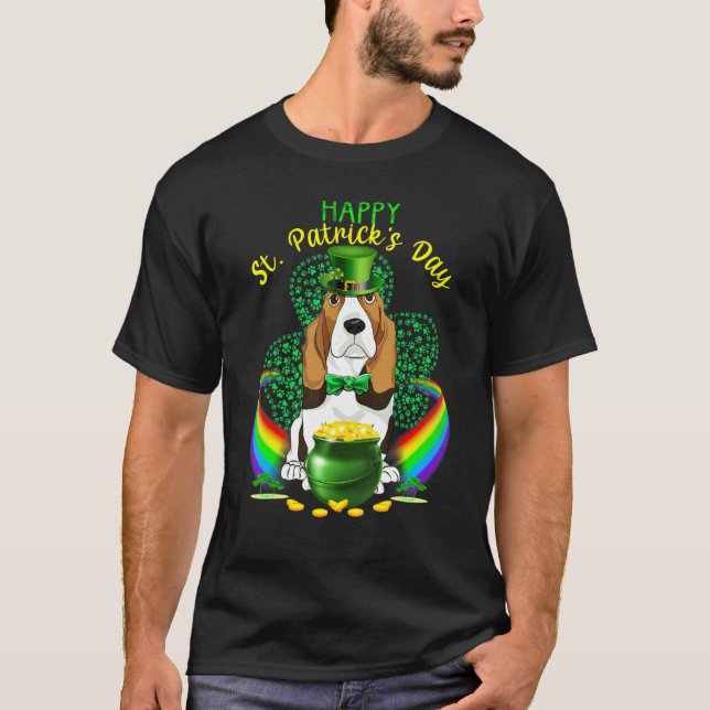 T-shirt Happy Jour de la Saint Patrick Basset Hound Leprec (Devant)