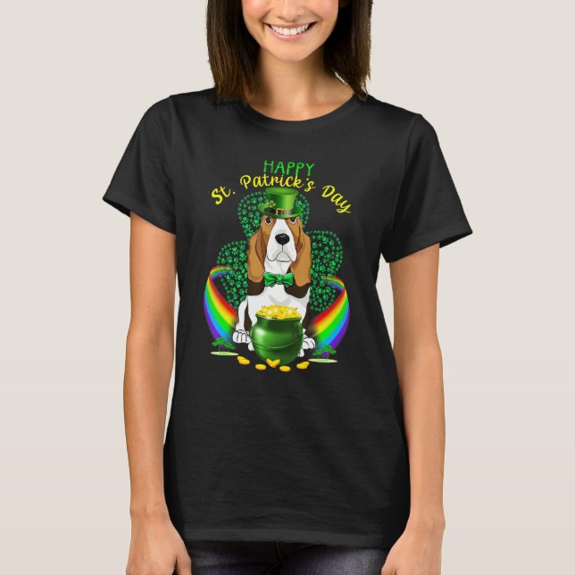 T-shirt Happy Jour de la Saint Patrick Basset Hound Leprec (Devant)