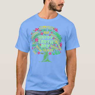 T-shirt Happy Jour des terres Tree Dessin Illustration Wor