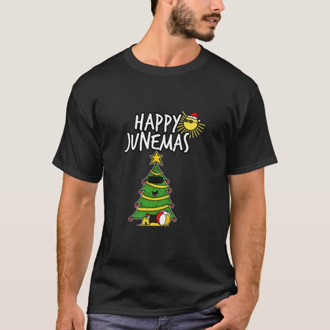 T-shirt Happy Junemas Christmas June 2021 Tree Summer Funn (Devant)