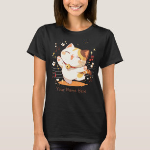 T-shirt Happy Kawaii Calico Cat Dancing to Music