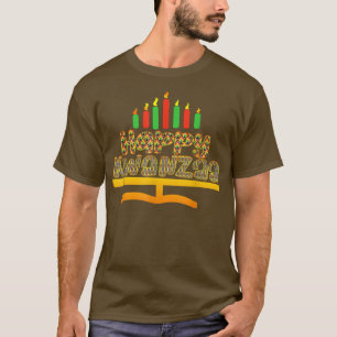 T-shirt Happy Kwanzaa Black Christmas Candles African Heri