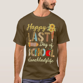 T-shirt Happy Last Day Of School Summer Leopard Lunch Lady