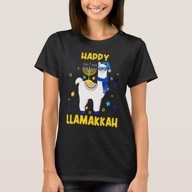 T-shirt Happy Llamakkah Hanukkah Chanukah Llama Alpaca Sun (Devant)