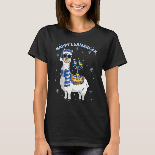 T-shirt Happy Llamakkah Hanukkah Llama Chanukah Alpaca Gir (Devant)