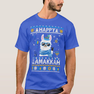 T-shirt Happy Llamakkah Llama Ugly Hanukkah Ugly Sweater 