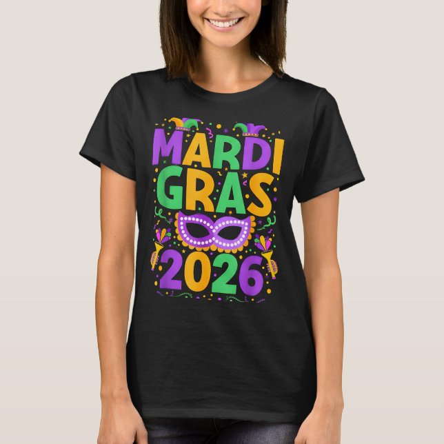 T-shirt Happy Mardi Gras 2026 Costume New Orleans Matching (Devant)