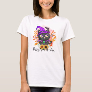 T-shirt Happy Meow-o-ween -Chat Sorcière Noire