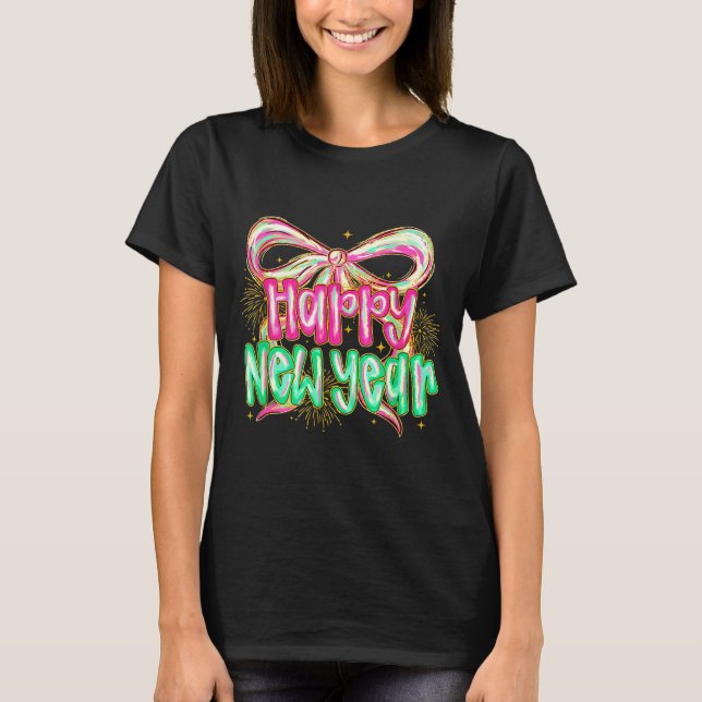 T-shirt Happy New Year 2026 Brushstroke Coquette Firework  (Devant)