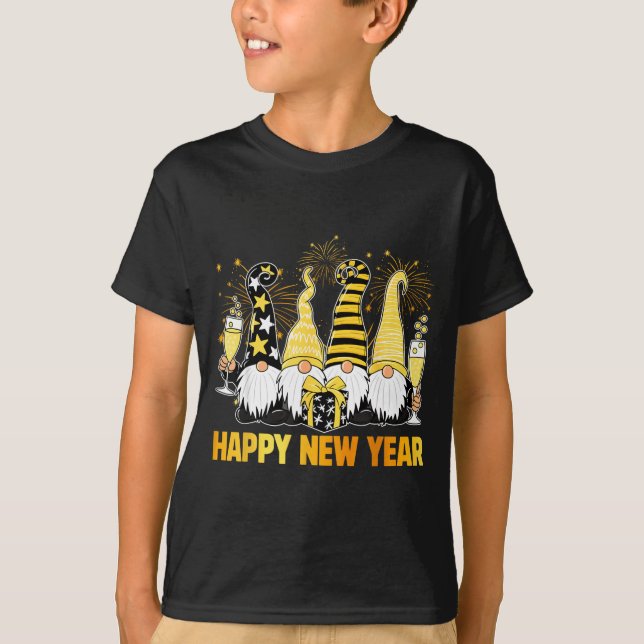 T-shirt Happy New Year 2026 Gnomes Drinking Champagne New  (Devant)