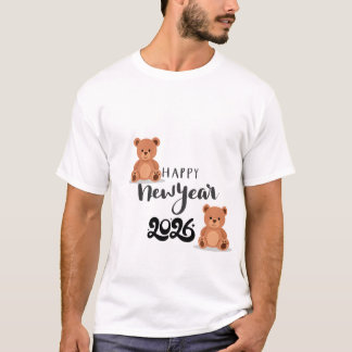 T-shirt Happy New Year Cute Teddy Bear Illustration | Kids