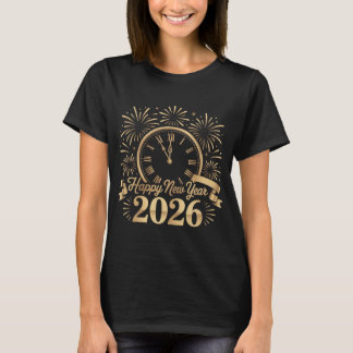 T-shirt Happy New Year Gold Ribbon Stars Festive New Years