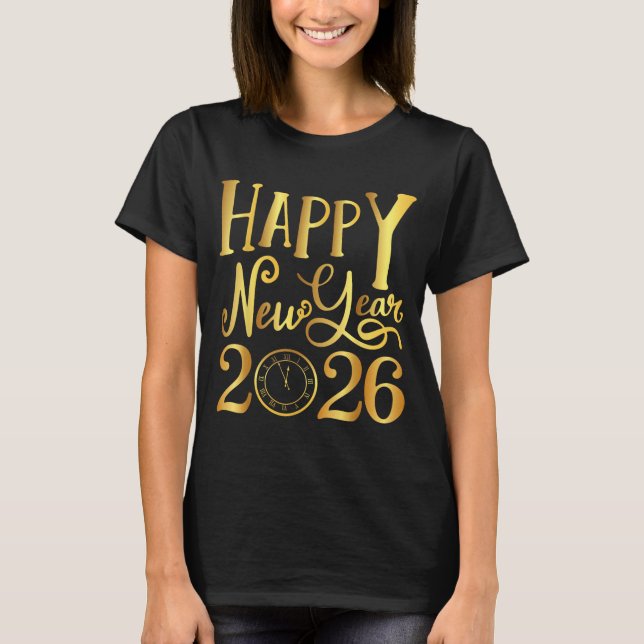 T-shirt Happy New Year Party 2026 Family Matching  (Devant)