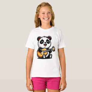 T-shirt Happy Panda Guitarist - Cute Acoustic Music Design