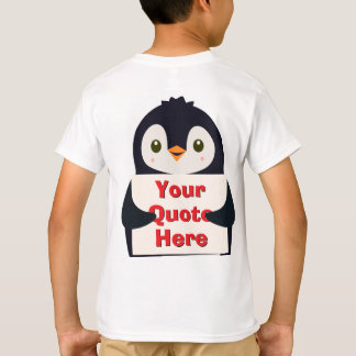 T-shirt Happy penguin holding a sign to personalize