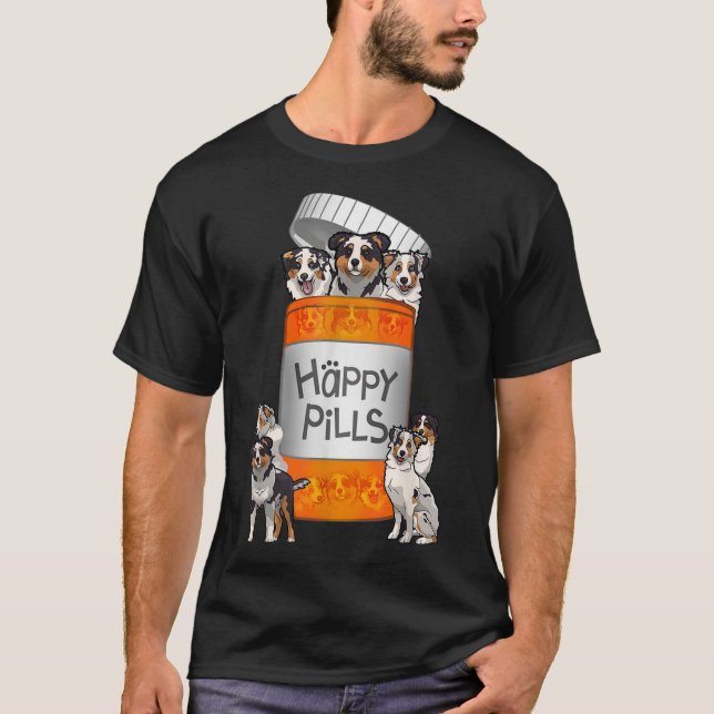 T-shirt Happy Pills Australian Shepherd (Devant)