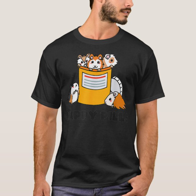 T-shirt Happy Pills Guinée Pig Funny mignonne Guinée Pig (Devant)