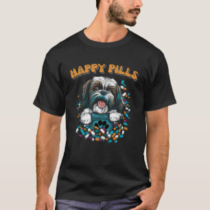T-shirt Happy Pills Shih Tzu Canine Chien Graphique