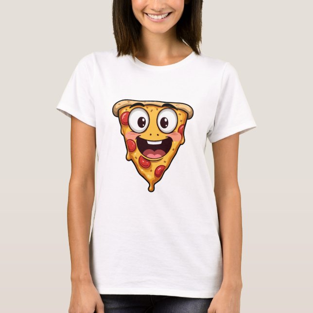 T-shirt Happy Pizza Face Funny Art (Devant)
