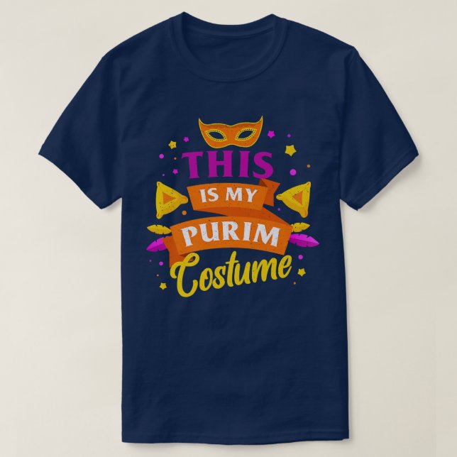 T-shirt Happy Purim Costume Idea Cute Mask Hébreu Juif H (Design devant)