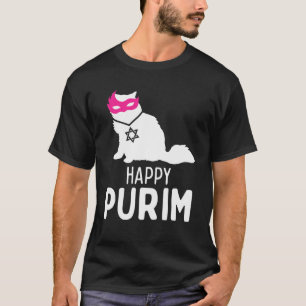 T-shirt Happy Purim Costume Idée drôle Chat Hébreu juif H