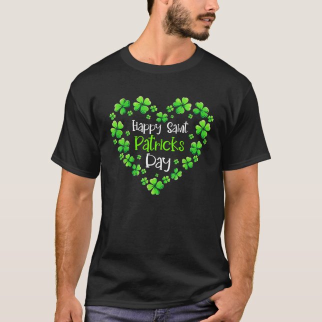 T-shirt Happy Saint Patricks Day Lucky Heart Shamrock Iris (Devant)