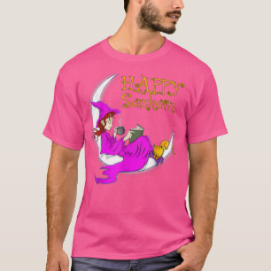 T-shirt Happy Samhain Purple Witch livres de café chats lu