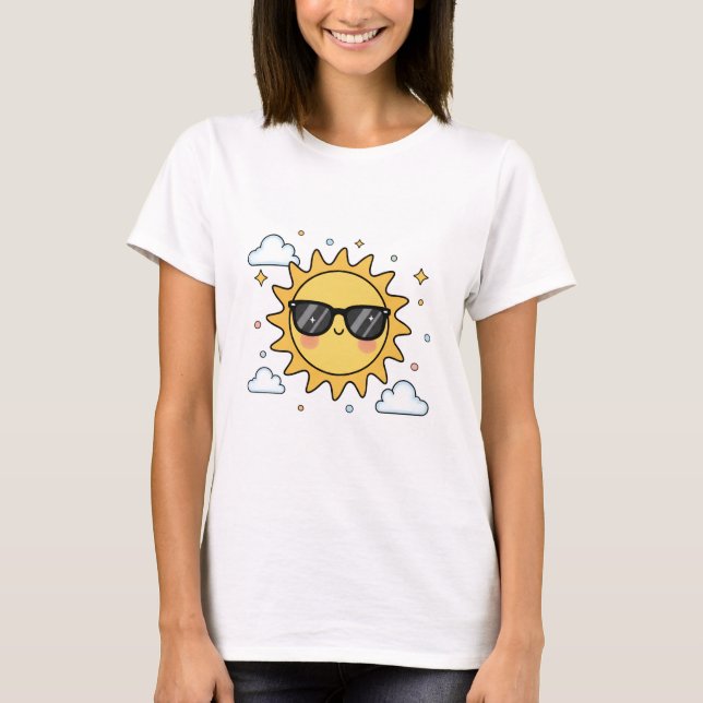 T-shirt Happy Smiling Sun Cartoon - Minimalist Kawaii Suns (Devant)