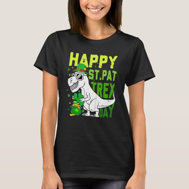 T-shirt Happy St PaT Rex Dinosaur Saint Patrick's Day For  (Devant)