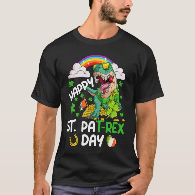 T-shirt Happy St PaT Rex Dinosaur Trex Dino Saint Patrick' (Devant)