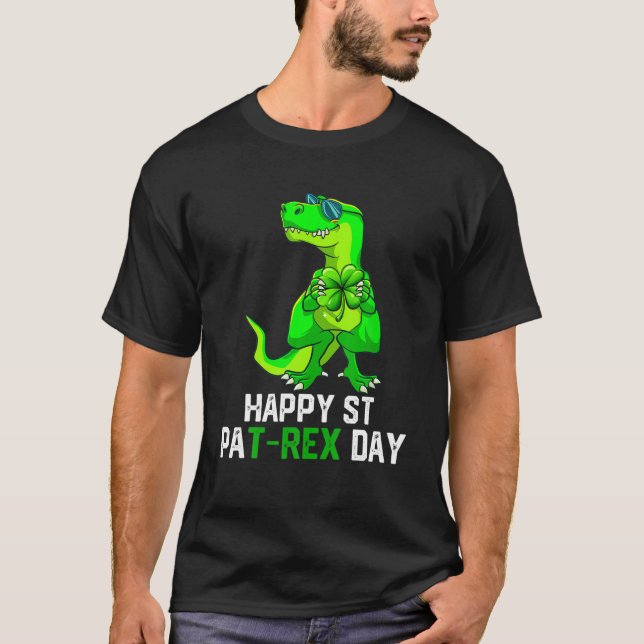 T-shirt Happy St Pat Rex Patrick's Day Dinosaur Boys (Devant)