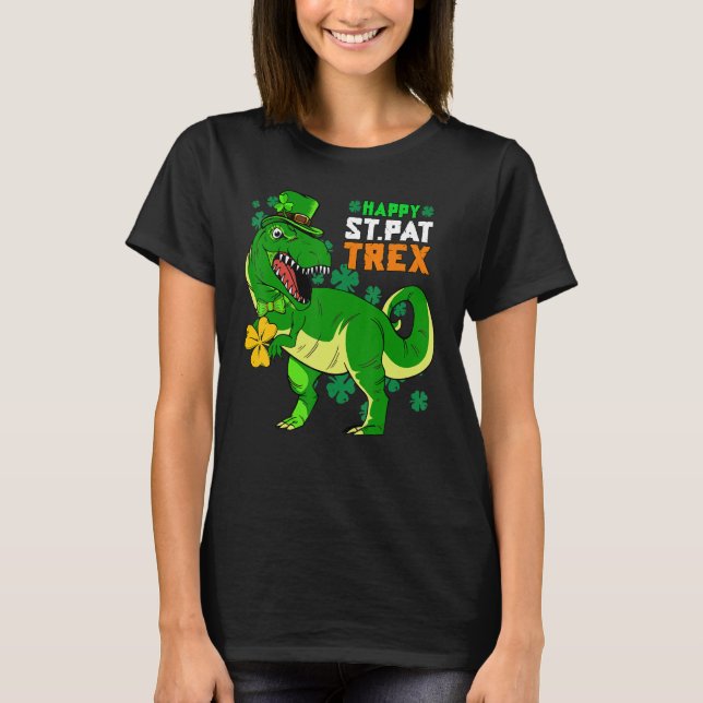 T-shirt Happy St Pat Trex Day Saint Patrick Dinosaur Boys  (Devant)