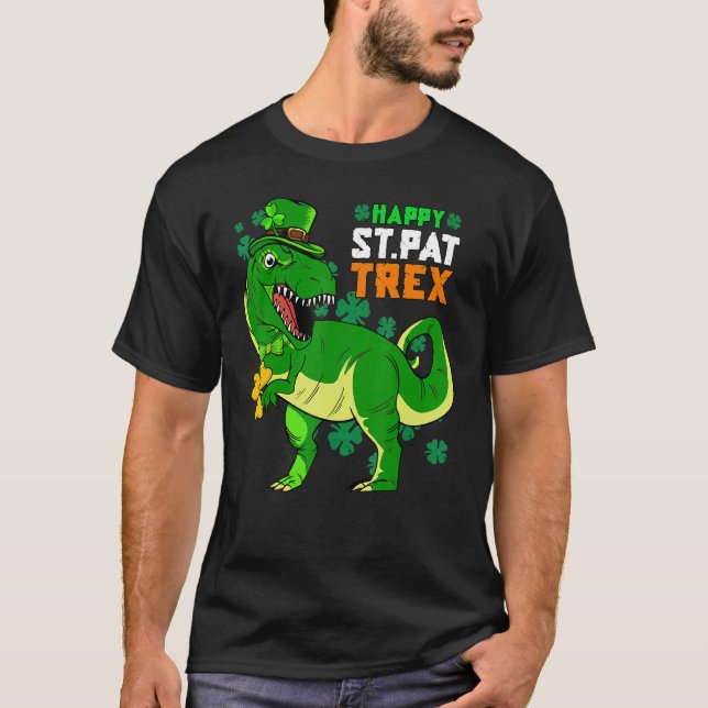 T-shirt Happy St Pat Trex Day Saint Patrick Dinosaur Boys  (Devant)