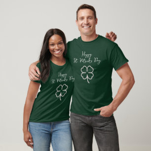 T-shirt Happy St. patrick jour Shamrock Simple Script