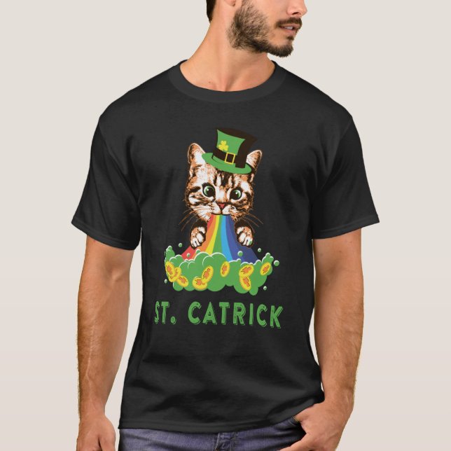 T-shirt Happy St Patrick's Day Cute Lucky Cat Kitten Irish (Devant)