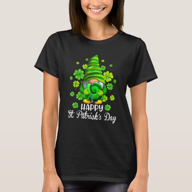 T-shirt Happy St Patrick's Day Gnome Tie Dye Shamrock Iris (Devant)