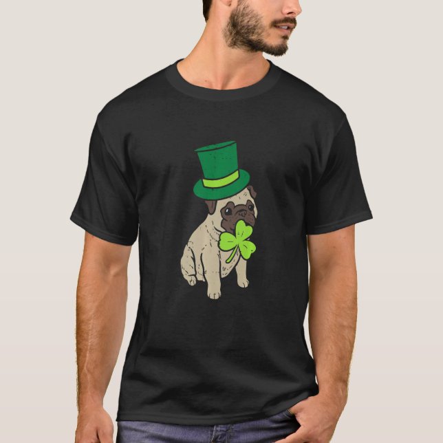 T-shirt Happy St Patricks Day Irish Pug Dog Cute Saint Pad (Devant)
