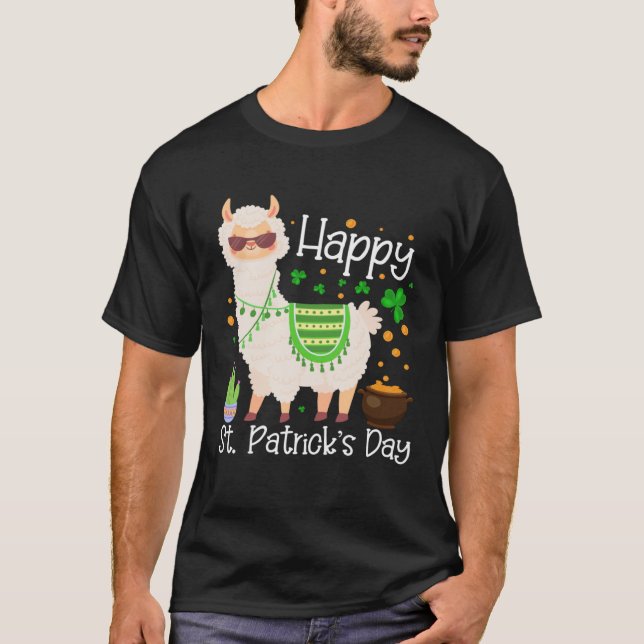 T-shirt Happy St Patricks Day Llama Dad Mom Boy Girl (Devant)