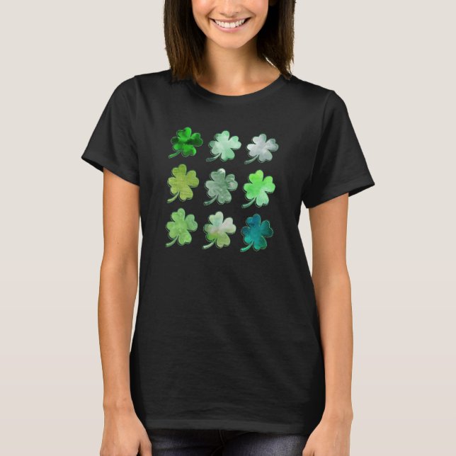 T-shirt Happy St Patricks Day Lucky Shamrocks Four Leaf Cl (Devant)