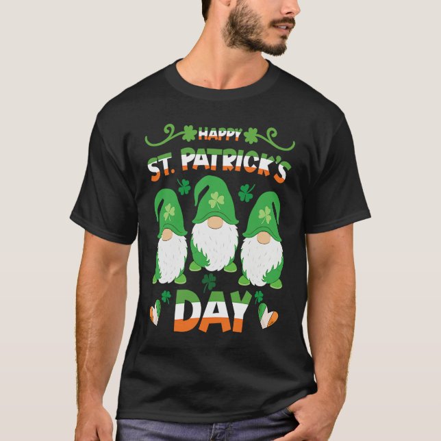 T-shirt Happy St Patrick's Day Three Gnome Irish Flag Love (Devant)