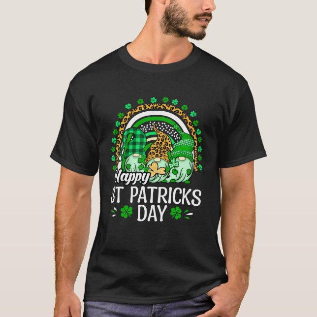 T-shirt Happy St Patrick's Day Three Gnome Irish Shamrock  (Devant)