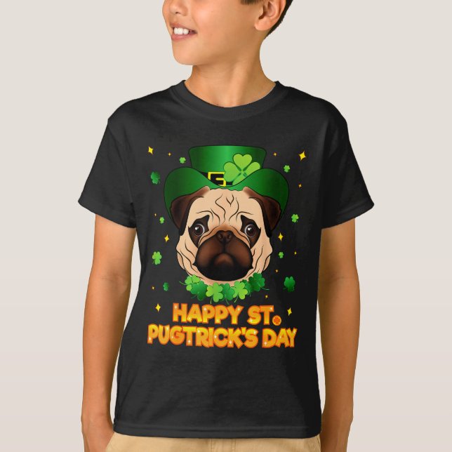 T-shirt Happy St Patricks Pugtricks Day Irish Pug Leprecha (Devant)