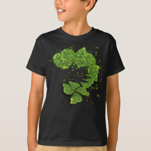 T-shirt Happy St Patty, Shamrocks verts   Coeurs étincelan