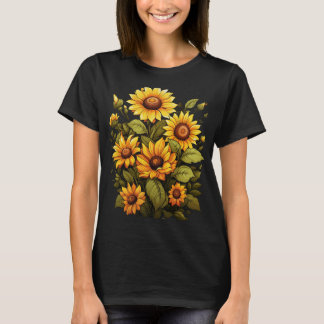 T-shirt Happy Sunflower Garden – Cute Smiling Sunflowers 