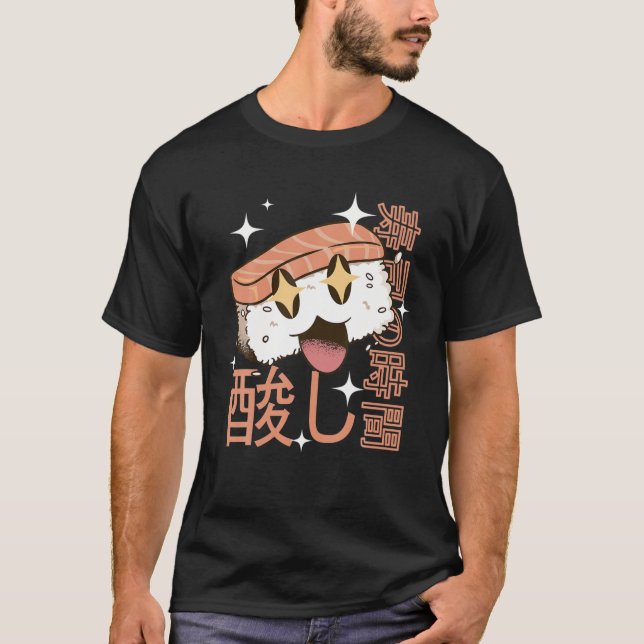 T-shirt Happy Sushi Japan Style Kawaii Food Otaku Anim (Devant)