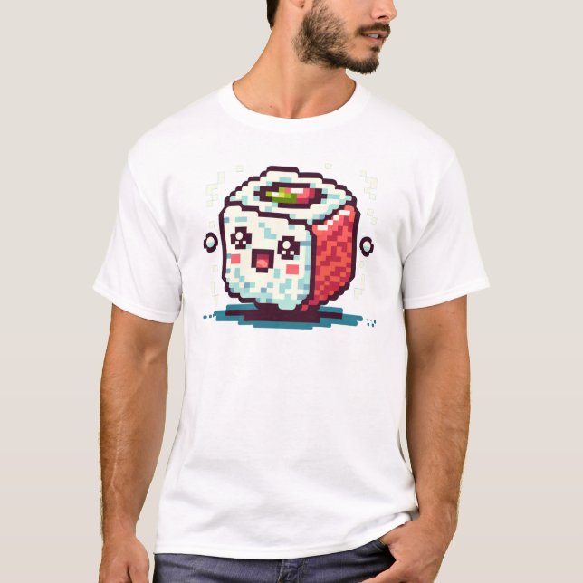 T-shirt Happy Sushi Roll - Cute Pixel Art Conception de no (Devant)