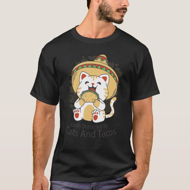 T-shirt Happy Taco Cat Tuesday with Sombrero (Devant)